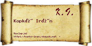 Kopkó Irén névjegykártya